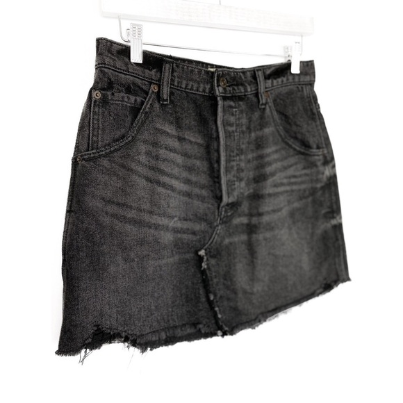 Free People We The Free Brea Cutoff Button Fly Denim Mini Skirt, Black - Size 28 - Picture 5 of 8